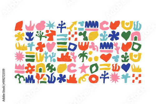 Abstract shape background. Floral and geometry organic. Leaf flowers element decorative, Matisse style set, doodle pattern, floral nature background silhouette, paint geometric. Vector minimal contemp