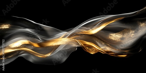 Abstract gold wave design, dark background, flowing elegance, luxury backdrop
