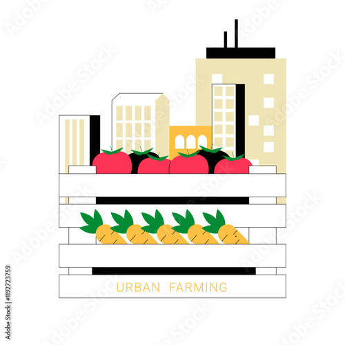 Urban Farming With Tomatoes And Pineapples In Flat Vector Illustration Symbolizing Sustainable Agriculture And City Farming, Isolated On White Background.