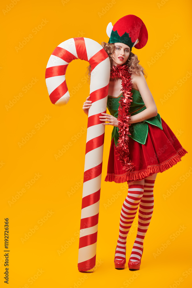 Fototapeta premium elf with candy cane