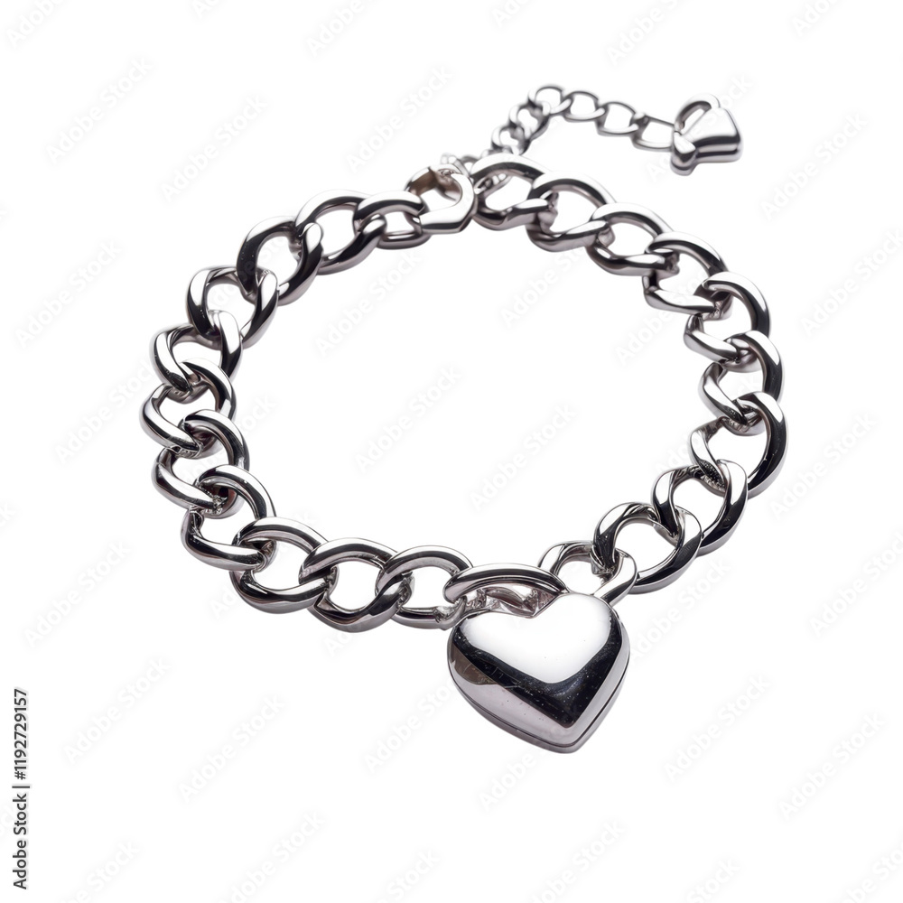 Heart-Shaped Pendant Silver Bracelet Heart-Shaped Pendant Silver Bracelet