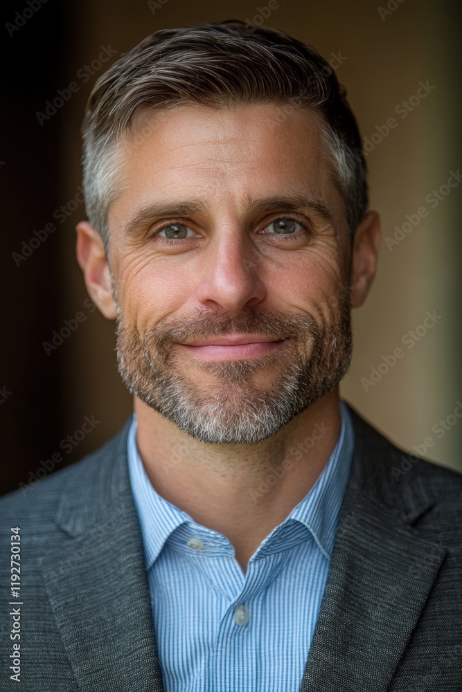 Obraz premium Confident caucasian male adult in professional attire smiling