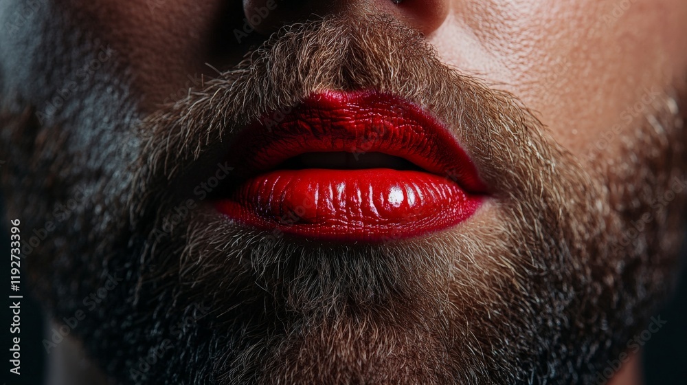 Fototapeta premium Man with Red Lipstick