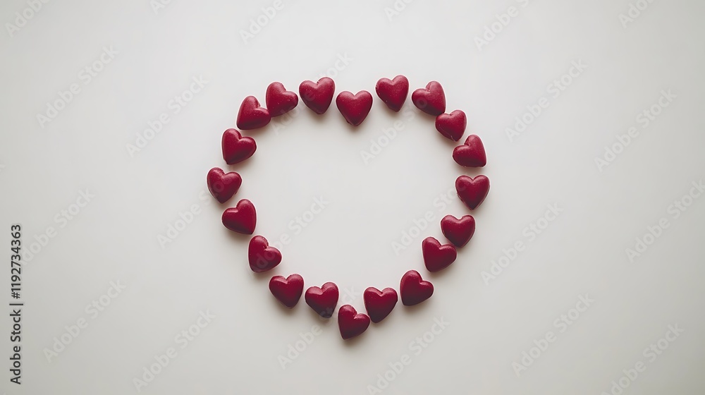 Red hearts forming a heart shape on white background Red hearts forming a heart shape on white background