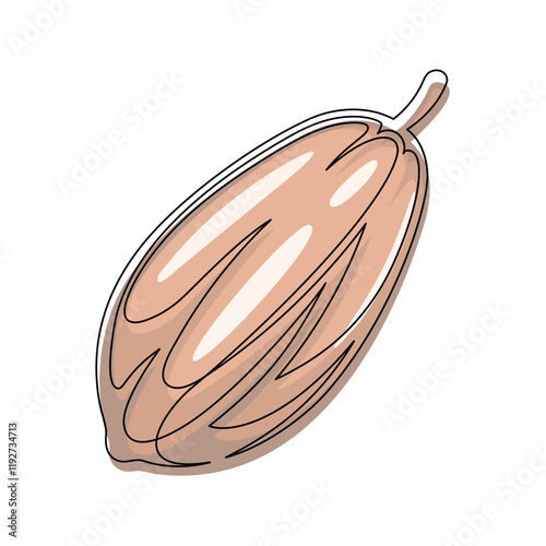 Brown cacao beans plant line isolated on white background. Simple silhouette of vegetable. Hand drawn cacao beans plant outline. Vector illustration