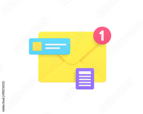 Incoming message inbox mailbox letter document notification 3d icon realistic vector illustration. Email alertness new contact communication send receive postal blank envelope