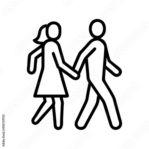 walking couple icon, walking couple line art - simple line art of walking couple, perfect for walking couple logos and icons and themed design