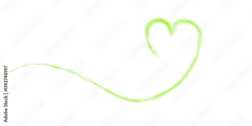 Obraz premium Green heart shaped smoke effect, sign of love, smoke hearts, love. Green waves of smoke from hot drink, coffee, cigarettes, tea or food. Mockup of fog with swirls. PNG.