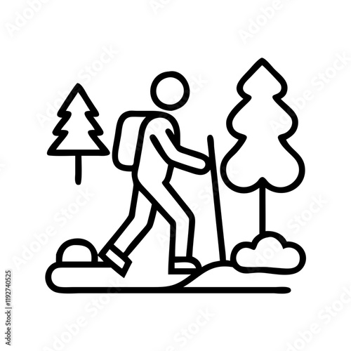 walking on a nature trail icon, walking on a nature trail line art - simple line art of walking on a nature trail, perfect for walking on a nature trail logos and icons and themed design