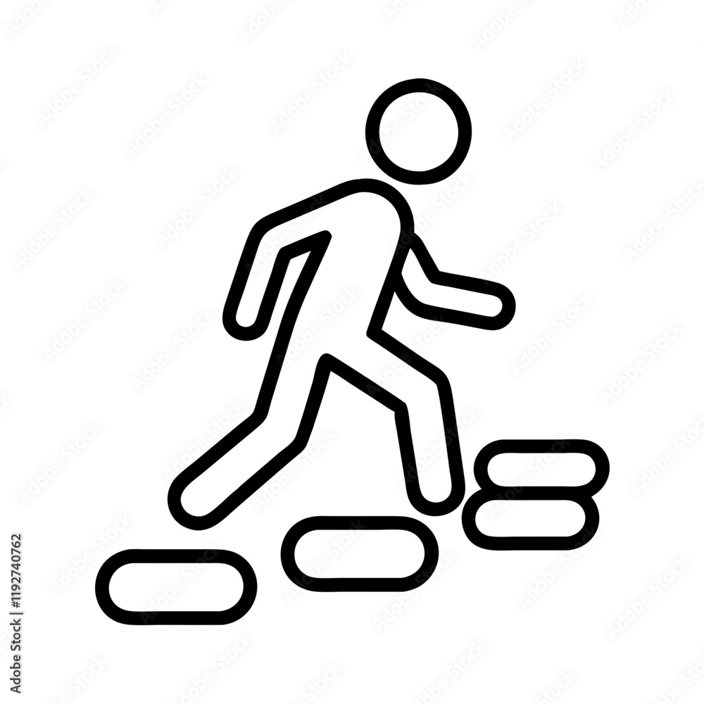 walking over stepping stones icon, walking over stepping stones line art - simple line art of walking over stepping stones, perfect for walking over stepping stones logos and icons and themed design walking over stepping stones icon, walking over stepping stones line art - simple line art of walking over stepping stones, perfect for walking over stepping stones logos and icons and themed design