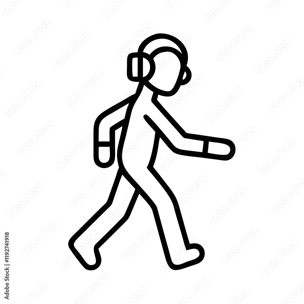 walking with headphones icon, walking with headphones line art - simple line art of walking with headphones, perfect for walking with headphones logos and icons and themed design walking with headphones icon, walking with headphones line art - simple line art of walking with headphones, perfect for walking with headphones logos and icons and themed design