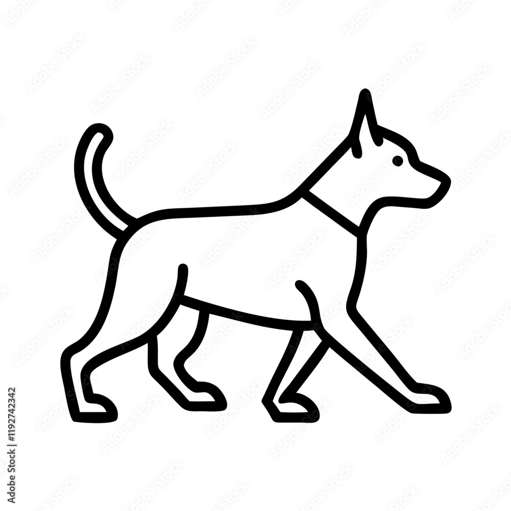 Fototapeta premium dog walking icon, dog walking line art - simple line art of dog walking, perfect for dog walking logos and icons and themed design