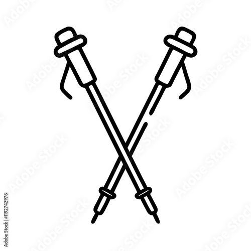 nordic walking poles icon, nordic walking poles line art - simple line art of nordic walking poles, perfect for nordic walking poles logos and icons and themed design