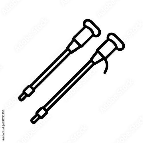 nordic walking poles icon, nordic walking poles line art - simple line art of nordic walking poles, perfect for nordic walking poles logos and icons and themed design