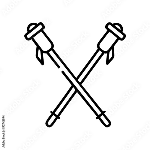 nordic walking poles icon, nordic walking poles line art - simple line art of nordic walking poles, perfect for nordic walking poles logos and icons and themed design