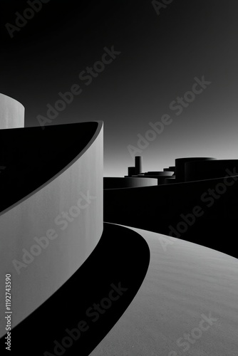 black gray modern building in the night background, wallpaper photo