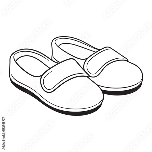 slippers line drawing vector illustration. outline design