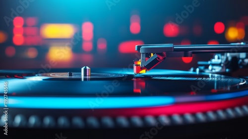 Nostalgic vibes from a classic vinyl record player. photo