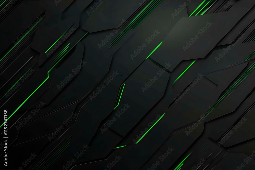 Abstract black background with green accents, futuristic design elements, and geometric patterns, perfect for technology and gaming themes.
Abstract black background with green accents, futuristic design elements, and geometric patterns, perfect for technology and gaming themes.