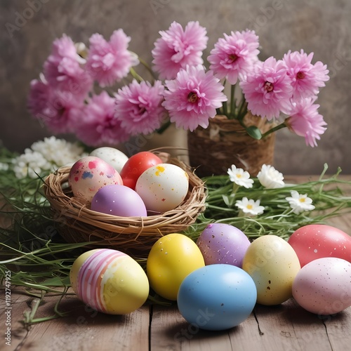 easter eggs in a basket 2025