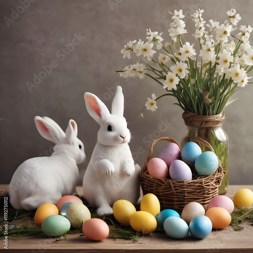 easter bunny and eggs