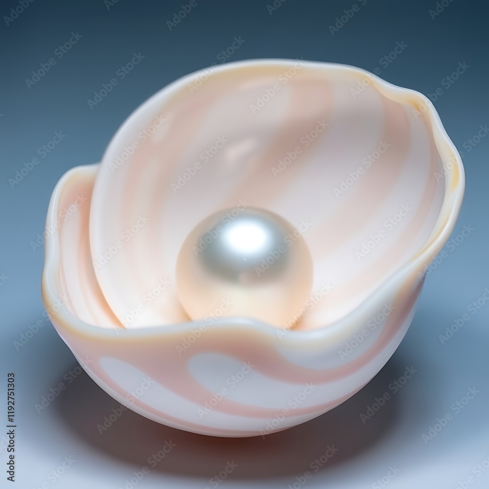 Single lustrous pearl nestled in a delicate shell. Single lustrous pearl nestled in a delicate shell.