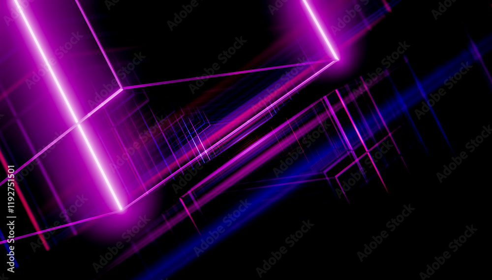 © ADDICTIVE STOCK - Futuristic abstract neon lines in a 3D space