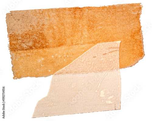 deux morceau de papier jauni déchiré, PNG sur fond transparent