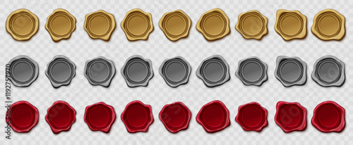 Wax stamp, vector icons. Stamp seals templates, quality warranty and guarantee