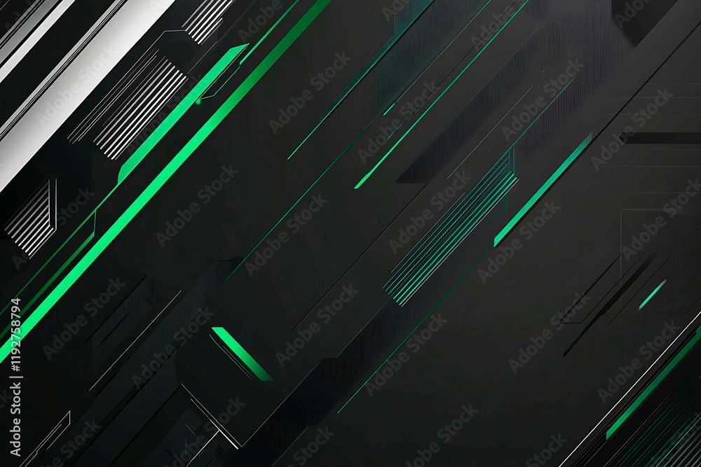 Abstract black background with green accents, futuristic design elements, and geometric patterns, perfect for technology and gaming themes.
Abstract black background with green accents, futuristic design elements, and geometric patterns, perfect for technology and gaming themes.