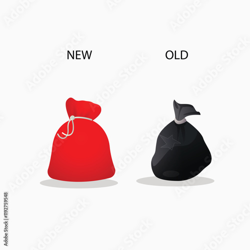 Old vs new bag vector design illustration money bag