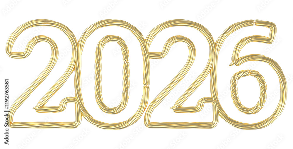 3D Gold and Silver 2026 Numbers Graphic For New Year 2026