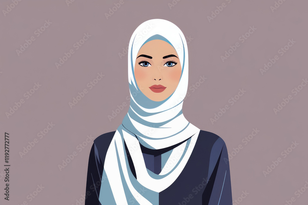 World Hijab Day. A Muslim woman in a hijab. Arab woman. 1 February. Happy World Women's Day in Hijab. Illustration of a girl in a headscarf. AI generated World Hijab Day. A Muslim woman in a hijab. Arab woman. 1 February. Happy World Women's Day in Hijab. Illustration of a girl in a headscarf. AI generated