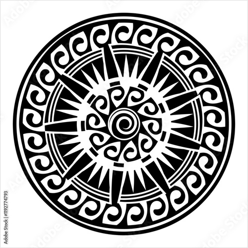 Polynesian Style Circular Shape Tattoo M_2412001