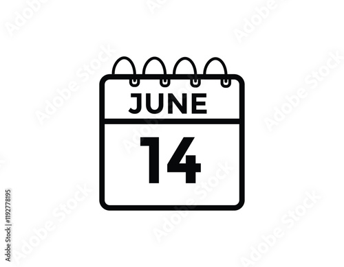 June 14 - Daily Calendar Icon with day of month