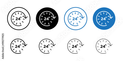 24 Hrs icon linear logo isolated