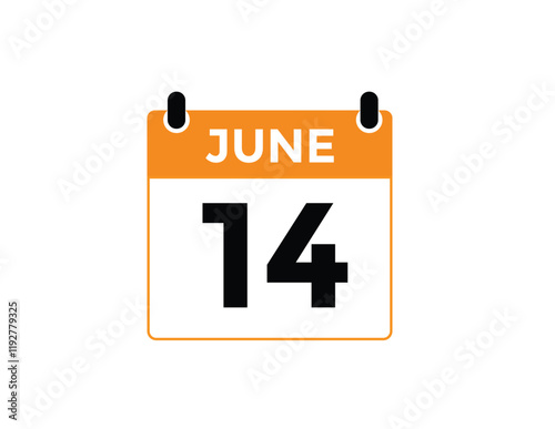 June 14 - Daily Calendar Icon with day of month