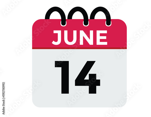 June 14 - Daily Calendar Icon with day of month