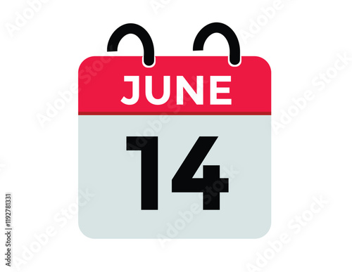 June 14 - Daily Calendar Icon with day of month