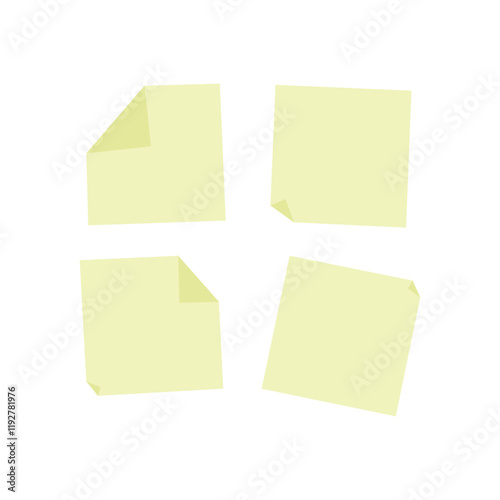 Yellow sticky notes vector illustration template