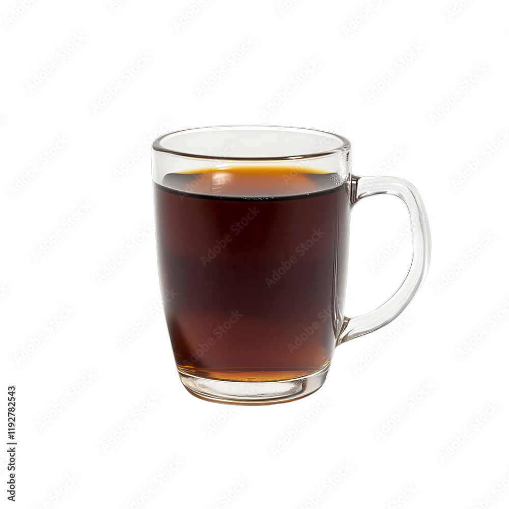 Fresh Brewed Coffee in a Clear Glass Mug Isolated Beverage Photography Minimalist Setting isolated on white background Fresh Brewed Coffee in a Clear Glass Mug Isolated Beverage Photography Minimalist Setting isolated on white background