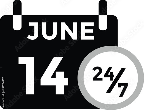 June 14 - Daily Calendar Icon with day of month