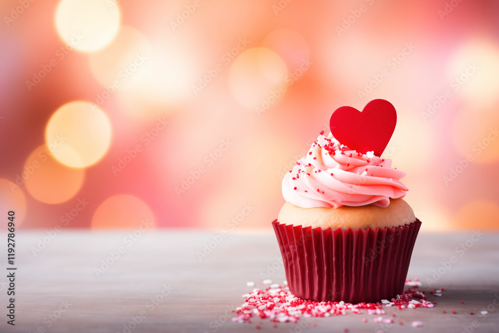 Cupcake with Heart Topper Valentine's Design Cupcake with Heart Topper Valentine's Design