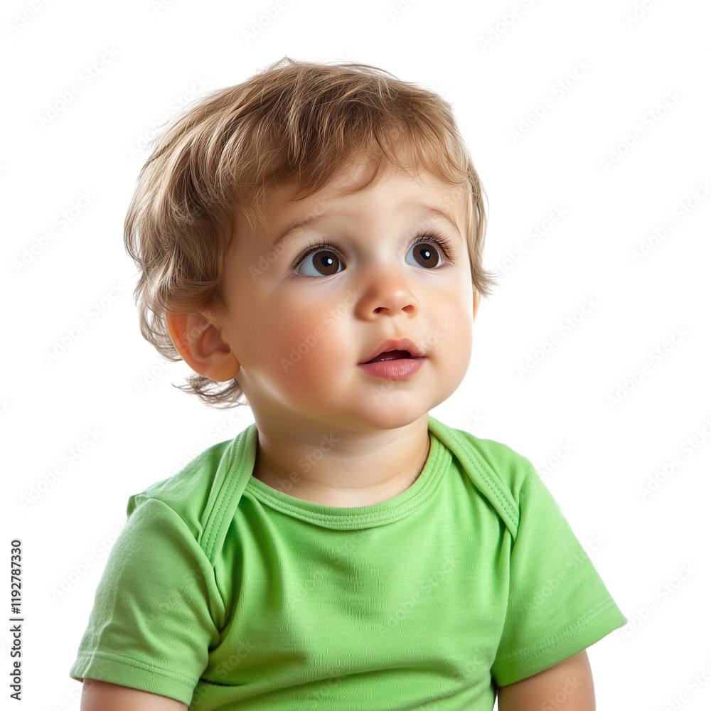 Playful toddler boy with green shirt isolated on transparent background Playful toddler boy with green shirt isolated on transparent background