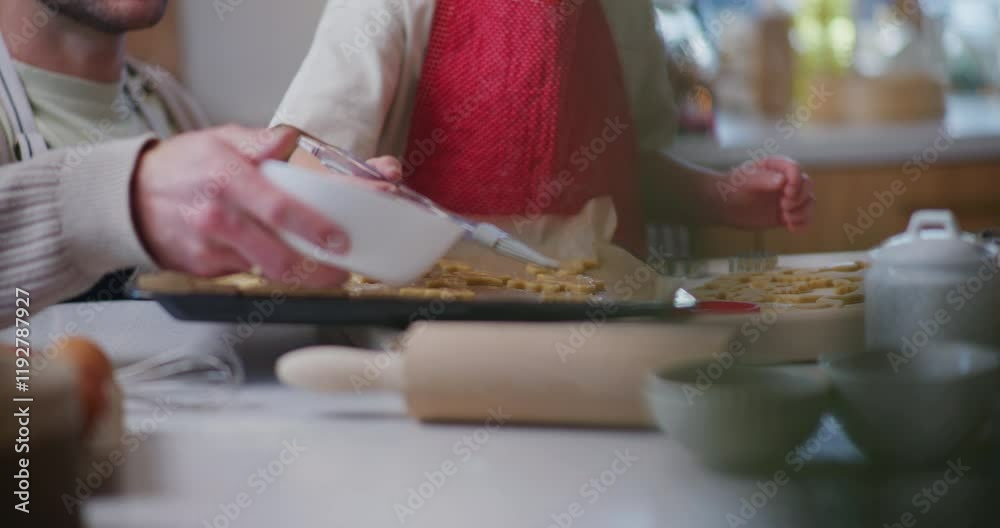 Dad And Son Prepare Holiday Pastries Dad And Son Prepare Holiday Pastries
