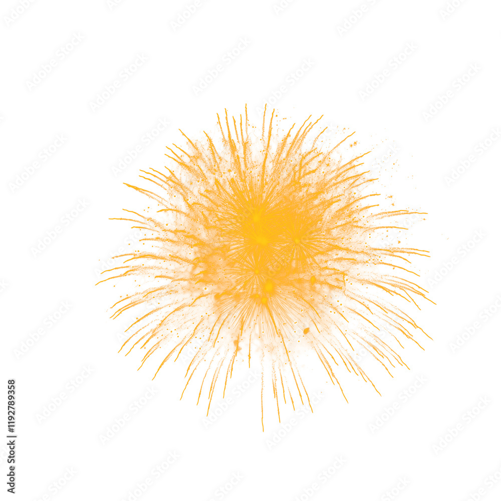 Obraz premium Golden firework explosion with radiant sparks and glowing starburst effects