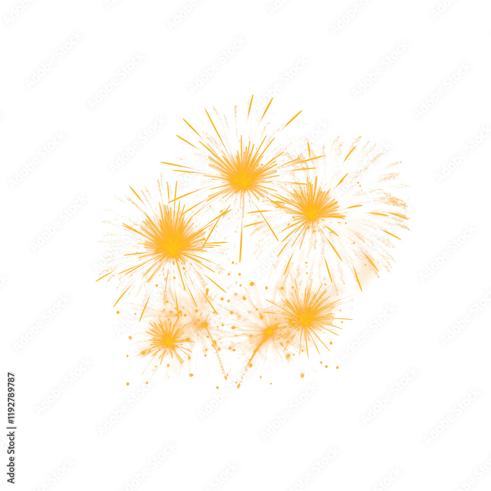 Luminous golden fireworks display with dazzling metallic sparks, cutout PNG file Luminous golden fireworks display with dazzling metallic sparks, cutout PNG file