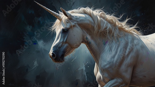 Unicorn horse in white color