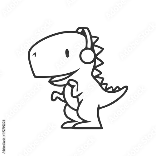 cute line t rex dinosaur illustration