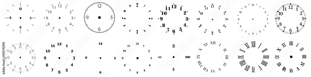 Clock face icon vector set. Time illustration sign collection. Clock symbol. Wall clock logo. Clock face icon vector set. Time illustration sign collection. Clock symbol. Wall clock logo.